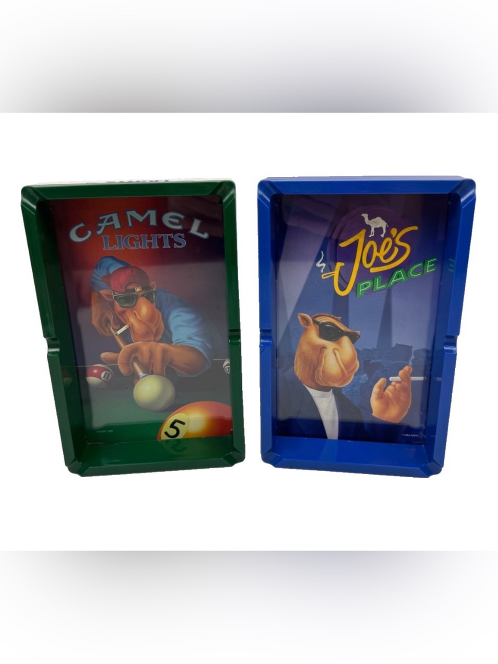 Vintage 1990’s Joe Camel Ashtray Set (2) Joe’s Place Pool Billiards Camel Lights